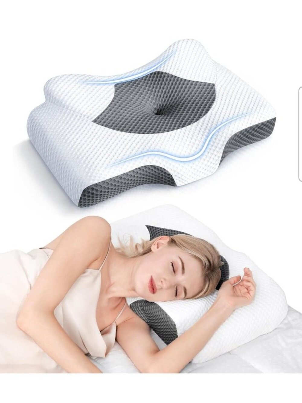 Ergonomic Memory Foam Cervical Pillow For Neck Pain Relief Adjustable Height